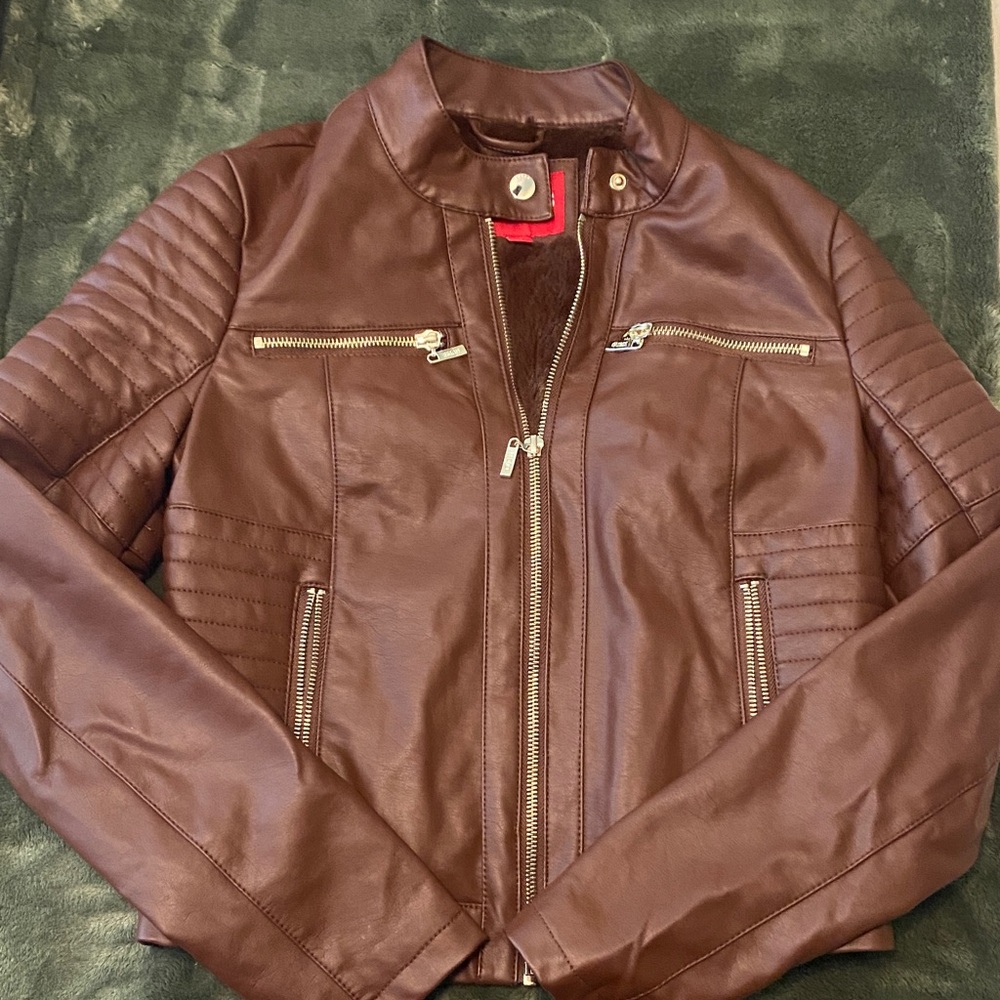 Guess Dark Brown Leather Jacket